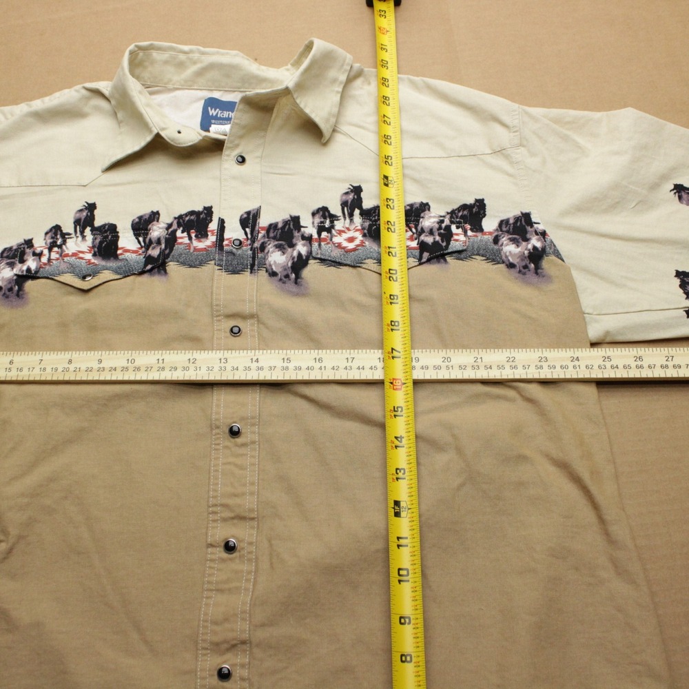 Wrangler Western Shirt Mens Sz XL Horse Wraparound Horse Aztec Pearl Snap Cowboy - Picture 4 of 8